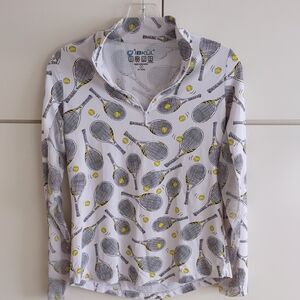 IBKUL White Tennis Racket Print Shirt